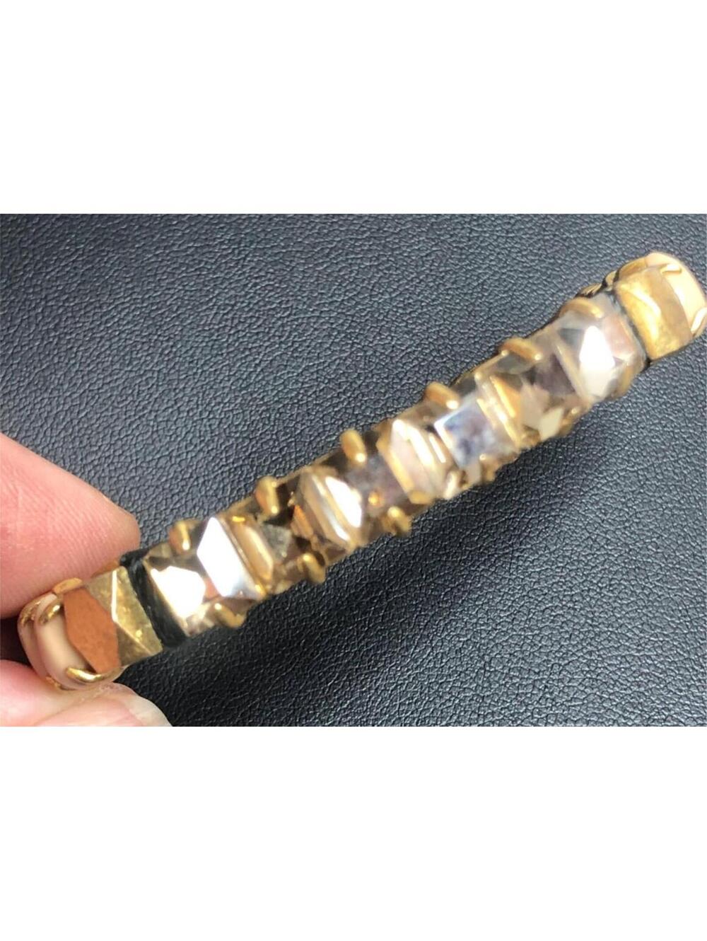 5147 J.Crew Champagne crystal cuff goldtone Bracelet 7"